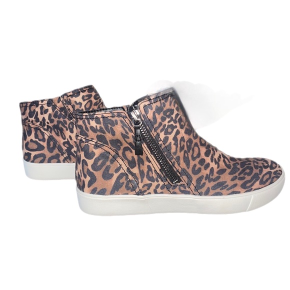 Naturalizer Brown Leopard Cheetah Leather Celeste Side Zipper High Top Sneaker - Picture 9 of 12